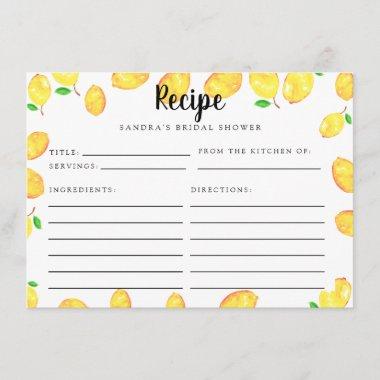 Lemon Bridal Shower Recipe Invitations Main Squeeze
