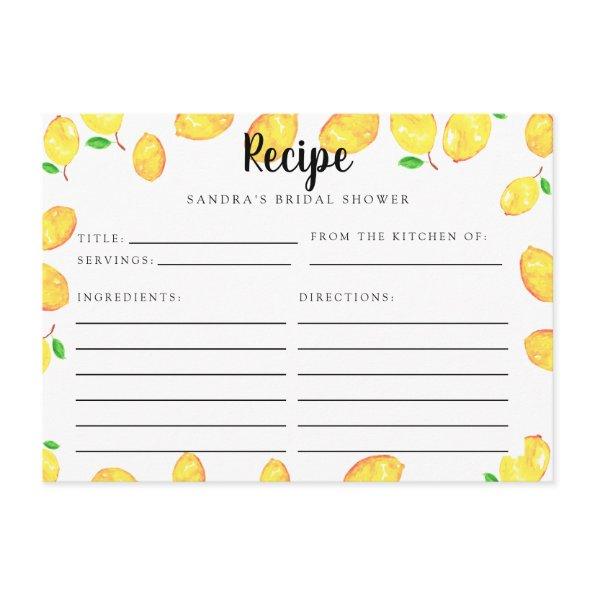 Lemon Bridal Shower Recipe Invitations Main Squeeze