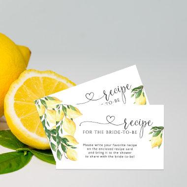 Lemon Bridal Shower Recipe Request Enclosure Invitations
