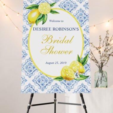 Lemon Bridal Shower Welcome Sign Blue Tile Italian