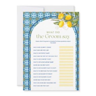 Lemon  What Groom Say Game