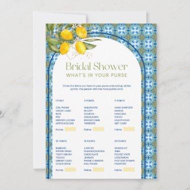 Lemon Bridal Shower What's In Your Purse Game Invitations