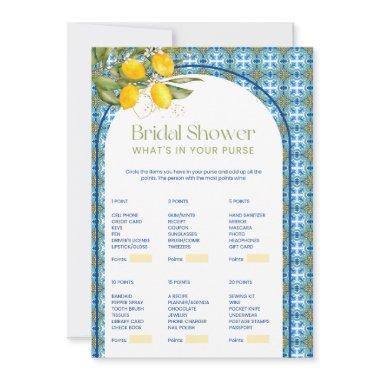 Lemon Bridal Shower What's In Your Purse Game Invitations