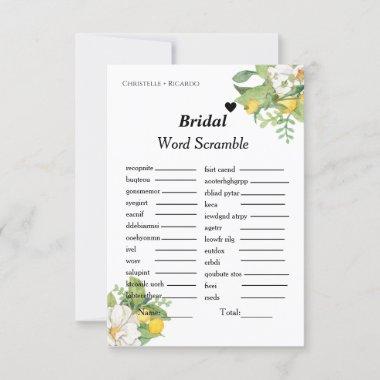 Lemon Bridal word scramble bridal shower game Invitations