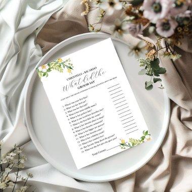 Lemon Bride & groom trivia  game