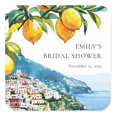 Lemon Citrus Amalfi Coast Bridal Shower Square Sticker