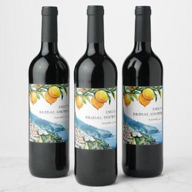 Lemon Citrus Amalfi Coast Bridal Shower Wine Label