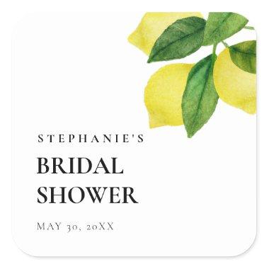 Lemon Citrus Branch Greenery Bridal Shower   Square Sticker