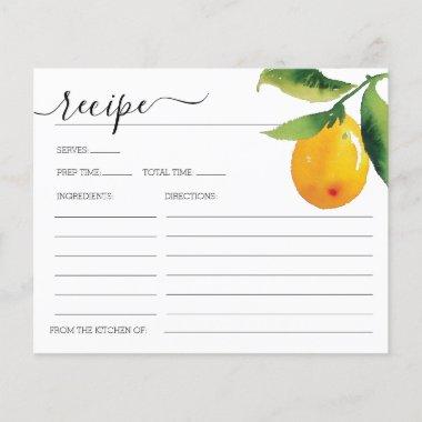 Lemon Citrus Bridal Shower Recipe Invitations