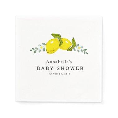 Lemon Citrus Floral Baby Shower Paper Napkins
