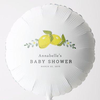 Lemon Citrus Floral White Baby Shower Balloon