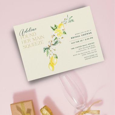 Lemon Citrus Main Squeeze Yellow Bridal Shower Invitations