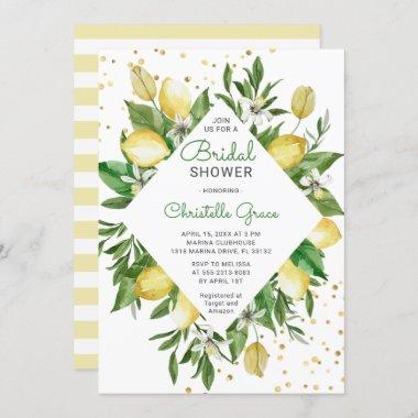 Lemon Citrus Mediterranean Italy Bridal Shower Invitations