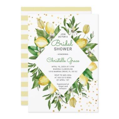 Lemon Citrus Mediterranean Italy Bridal Shower Invitations