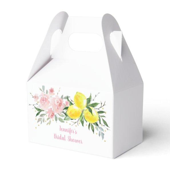 Lemon Citrus Pink Floral Bridal Shower Favor Box