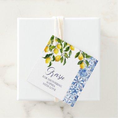 Lemon Citrus Positano Blue Tiles  Favor Tags