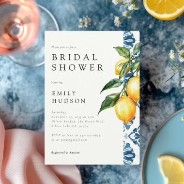 Lemon Citrus Positano Italian Bridal Shower Invitations