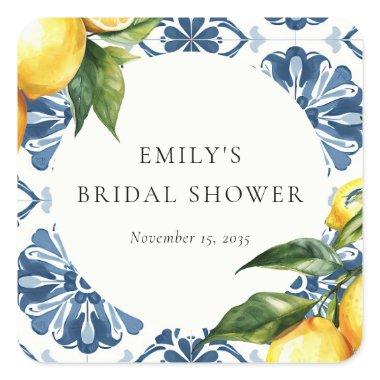 Lemon Citrus Positano Italian Bridal Shower Square Sticker