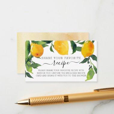 Lemon Citrus Share a Recipe Bridal Shower Enclosure Invitations