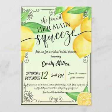 Lemon citrus virtual bridal shower Invitations