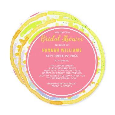 Lemon Citrus Watercolor Pink  Invite