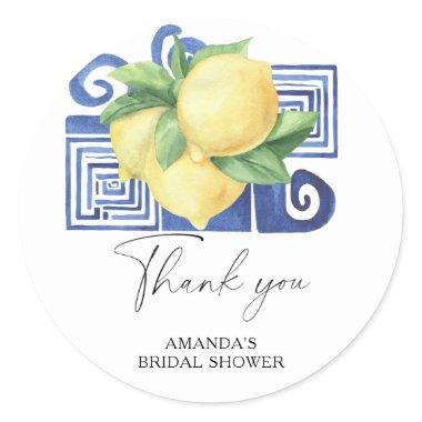 Lemon Citrus - Wedding Thank You Classic Round Sticker