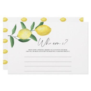 Lemon Citrus - Who am I bridal shower game Stationery