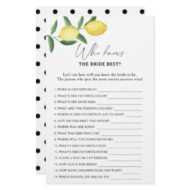 Lemon citrus - Who knows the bride best game
