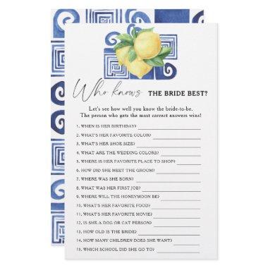 Lemon citrus - Who knows the bride best game