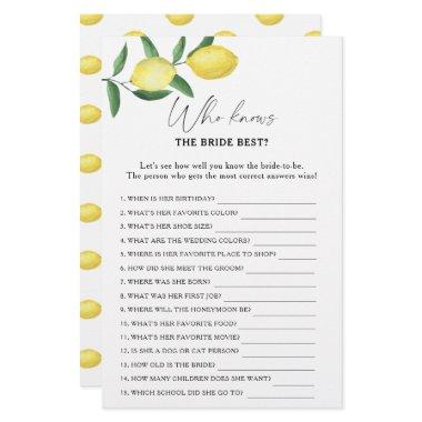 Lemon citrus - Who knows the bride best game
