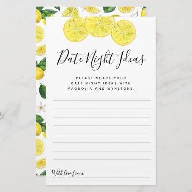 Lemon Date Night Ideas Invitations