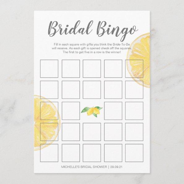 Lemon Double-Sided Bridal Bingo Shower Game Menu