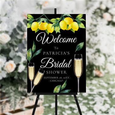 Lemon Elegant Black Bridal Shower Welcome Sign
