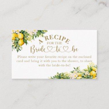 Lemon Elegant Modern Summer Bridal Shower recipe Enclosure Invitations