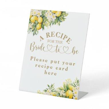 Lemon Elegant Modern Summer Bridal Shower recipe Pedestal Sign