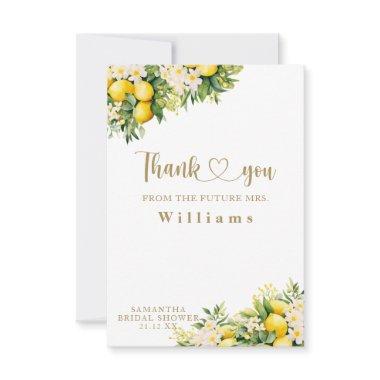 Lemon Elegant Modern Summer Bridal Shower Thank You Invitations