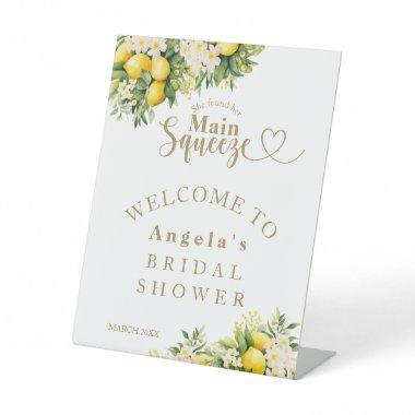 Lemon Elegant Modern Welcome Bridal Shower Pedestal Sign