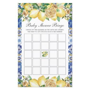 Lemon Floral Baby Bridal Shower Bingo Party Game