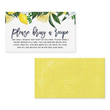 Lemon Floral Bridal Shower Recipe Invitations Request