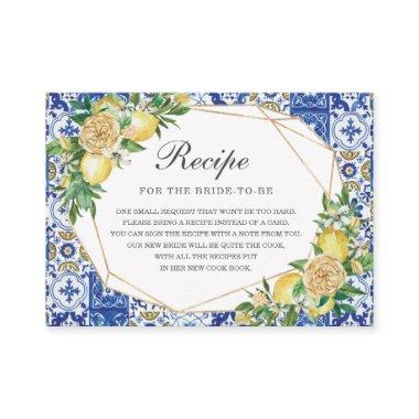 Lemon Floral Greenery Bridal Shower Bring Recipe Enclosure Invitations