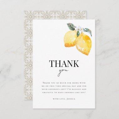 Lemon Floral & Italian Tile Citrus Bridal Shower Thank You Invitations