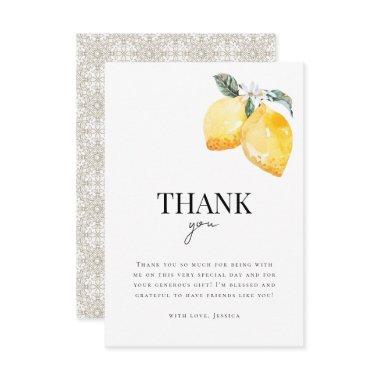 Lemon Floral & Italian Tile Citrus Bridal Shower Thank You Invitations