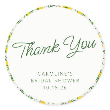Lemon Fruit Pattern Custom  Thank You Classic Round Sticker