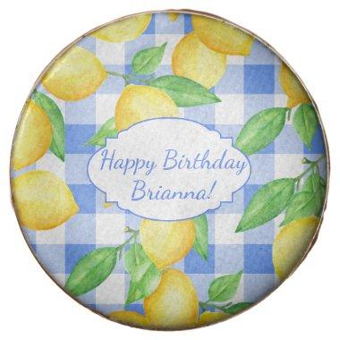 Lemon Gingham Custom Birthday Treat Chocolate Covered Oreo