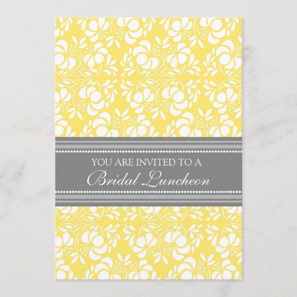 Lemon Gray Damask Bridal Lunch Invitation Invitations