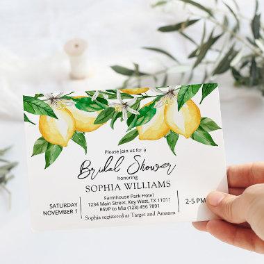 Lemon Greenery Bridal Shower Invitations