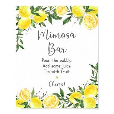 Lemon Greenery Gold Bridal Shower Mimosa Bar Poster