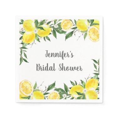 Lemon Greenery Gold Bridal Shower Napkins