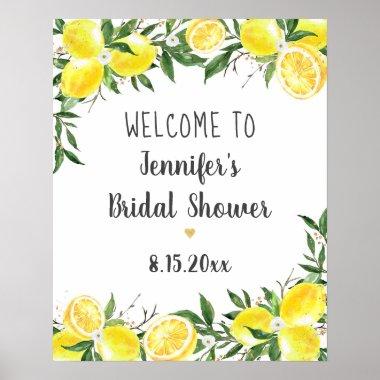 Lemon Greenery Gold Bridal Shower Welcome Poster