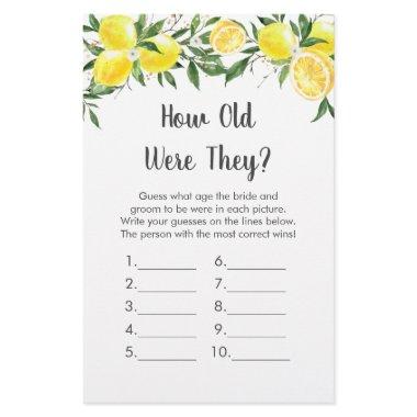 Lemon Greenery Gold How Old Were They Bridal Game
